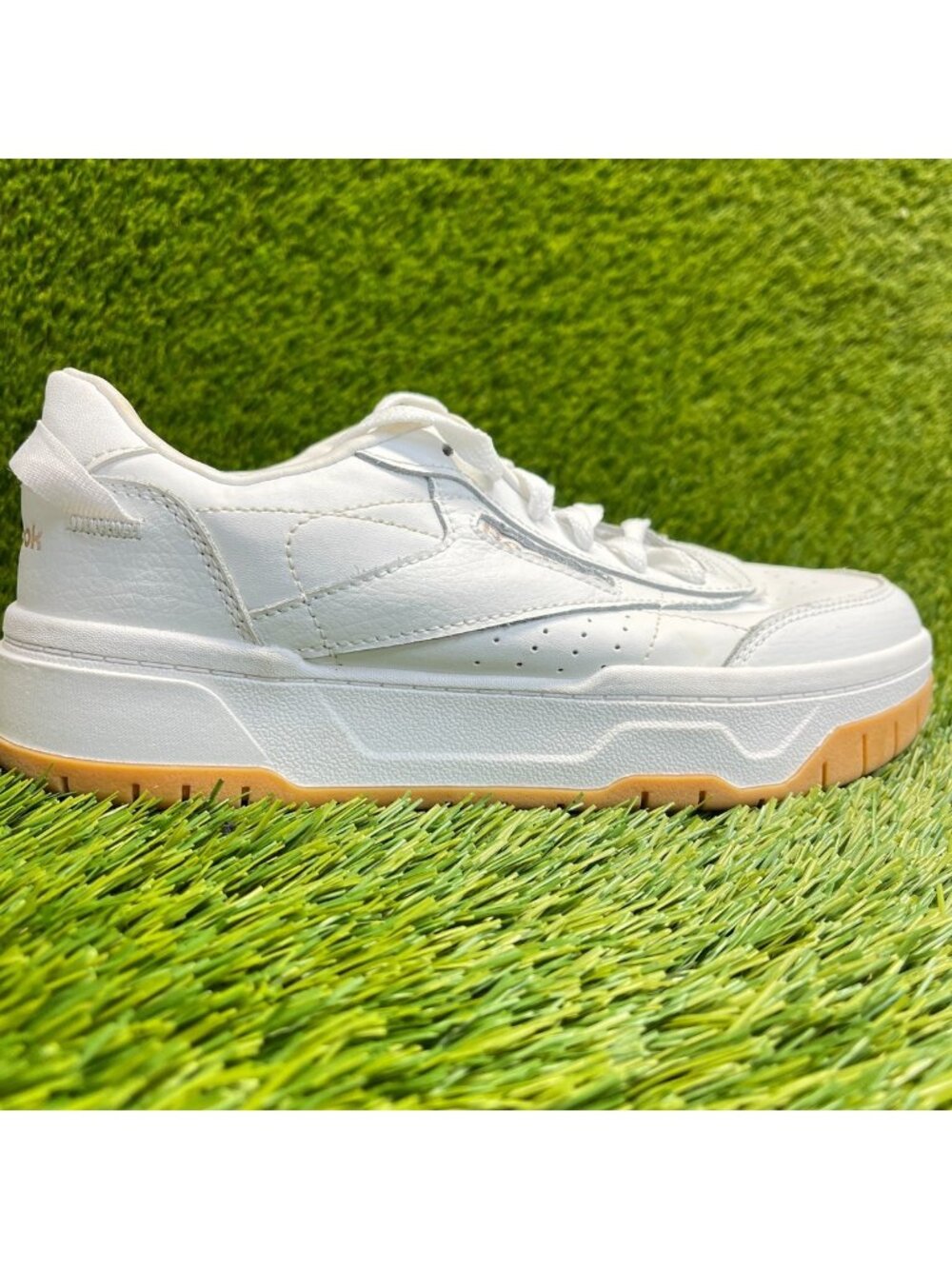 Reebok Club C Double Geo Womens Size 7 White Athletic Lifestyle Shoes Sneakers
